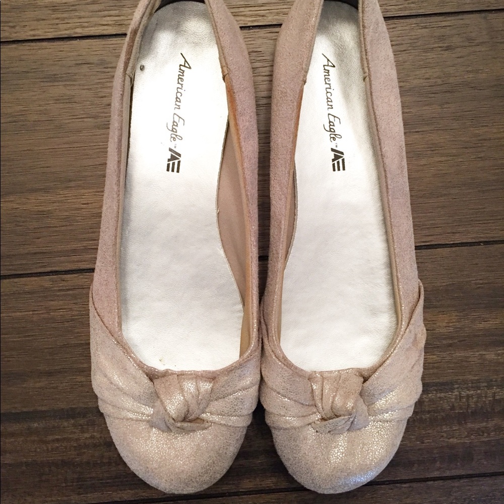 Sparkly champagne ballet flats